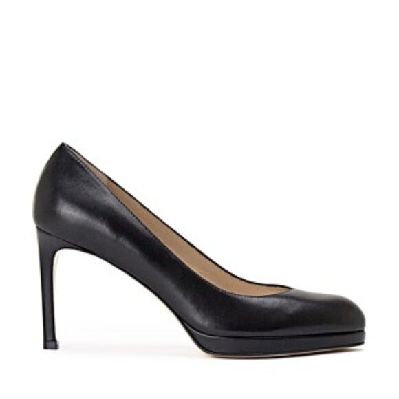 Stuart Weitzman Black Leather Platform Heels – Made in Spain, Size 7 - Picture 1 of 7